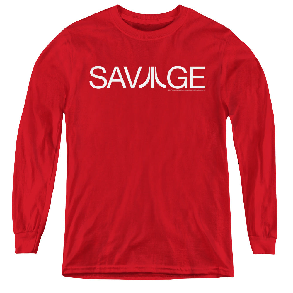 AN OFFCIALLY LICENSED ATARI SAVAGE YOUTH LONG SLEEVE T-SHIRT RED