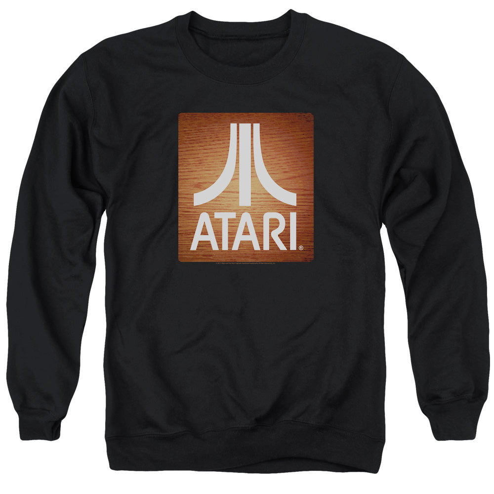 AN OFFCIALLY LICENSED ATARI CLASSIC WOOD SQUARE ADULT UNISEX CREWNECK SWEATSHIRT BLACK