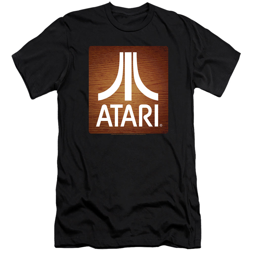 AN OFFCIALLY LICENSED ATARI CLASSIC WOOD SQUARE MEN'S PREMIUM SLIM FIT T-SHIRT BLACK