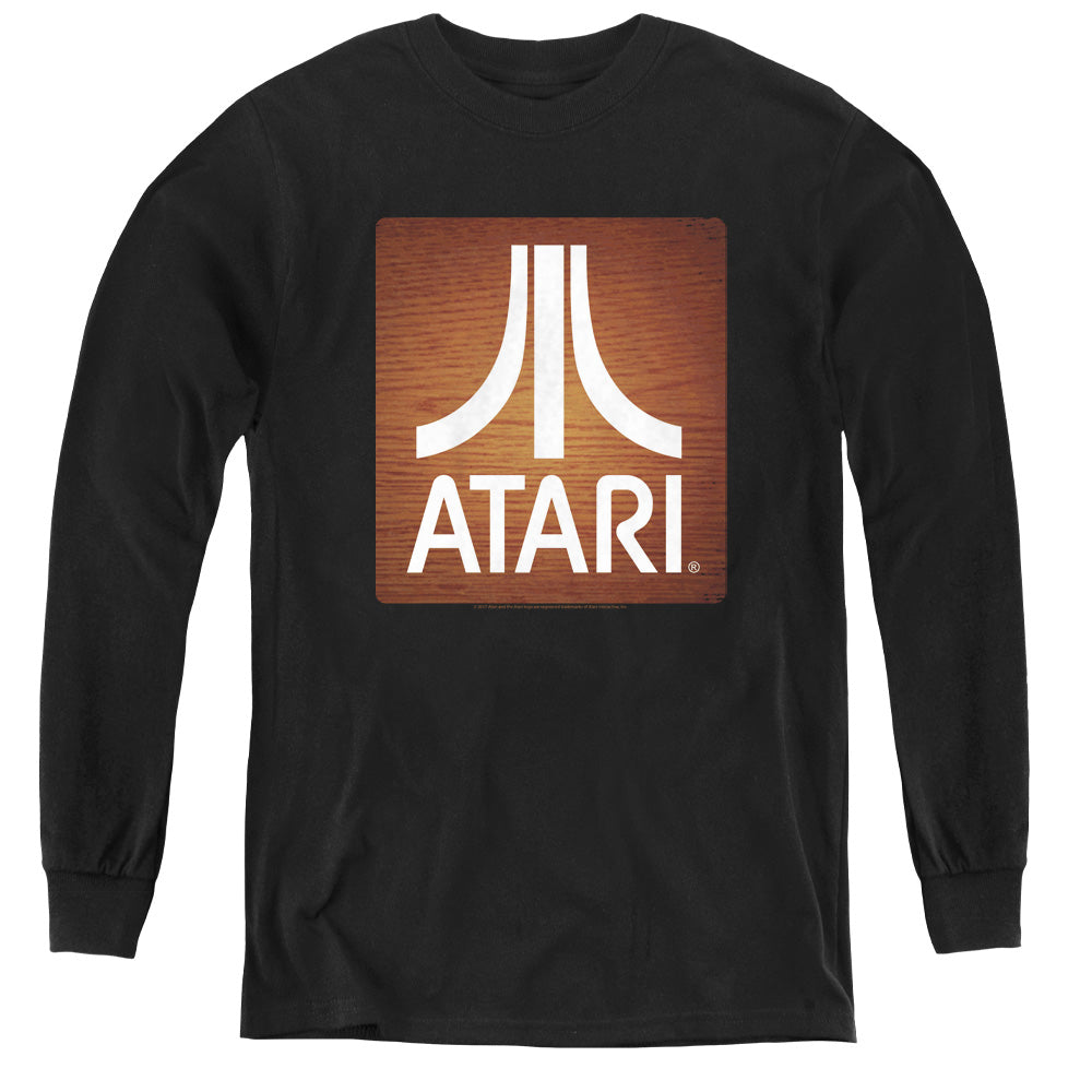 AN OFFCIALLY LICENSED ATARI CLASSIC WOOD SQUARE YOUTH LONG SLEEVE T-SHIRT BLACK