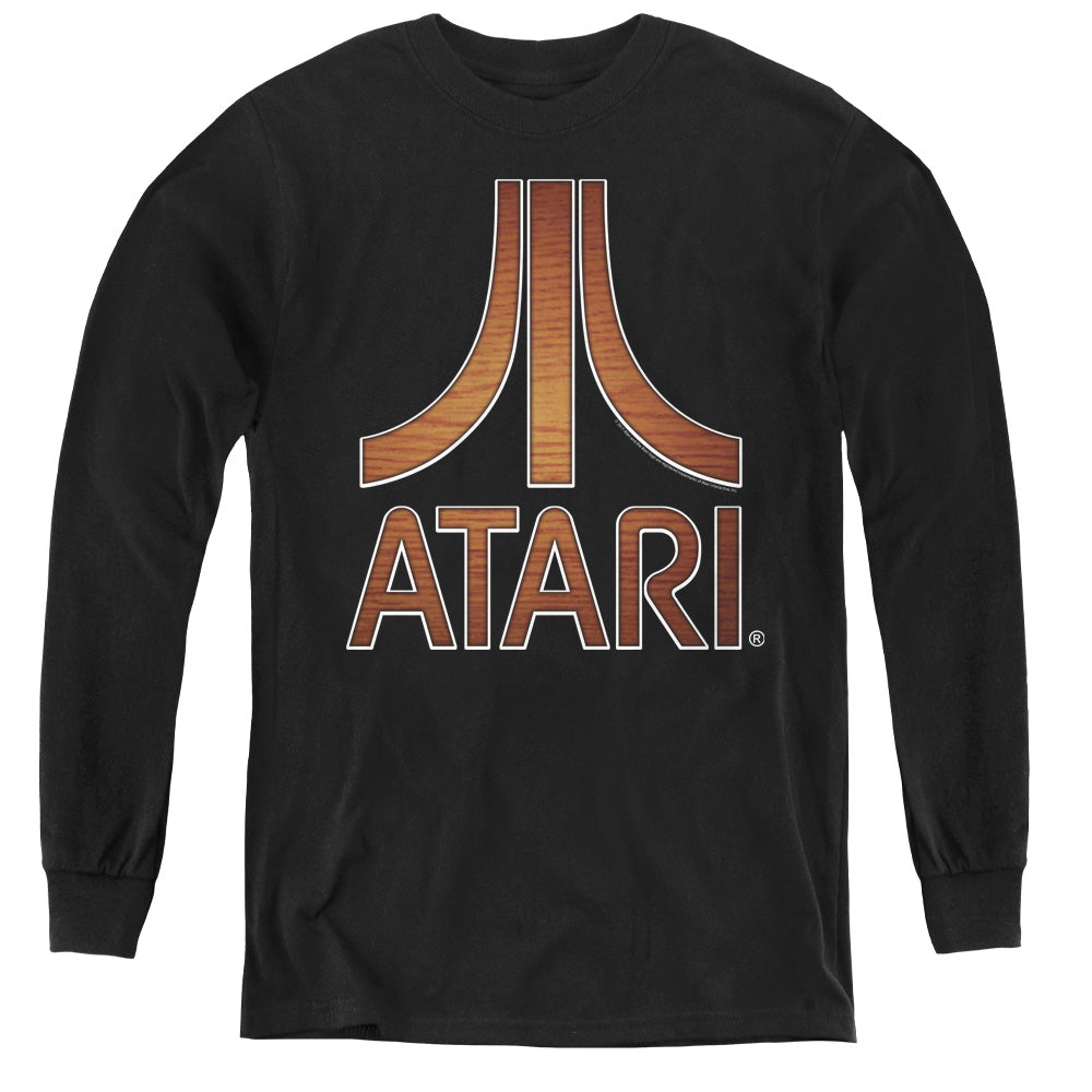AN OFFCIALLY LICENSED ATARI CLASSIC WOOD EMBLEM YOUTH LONG SLEEVE T-SHIRT BLACK