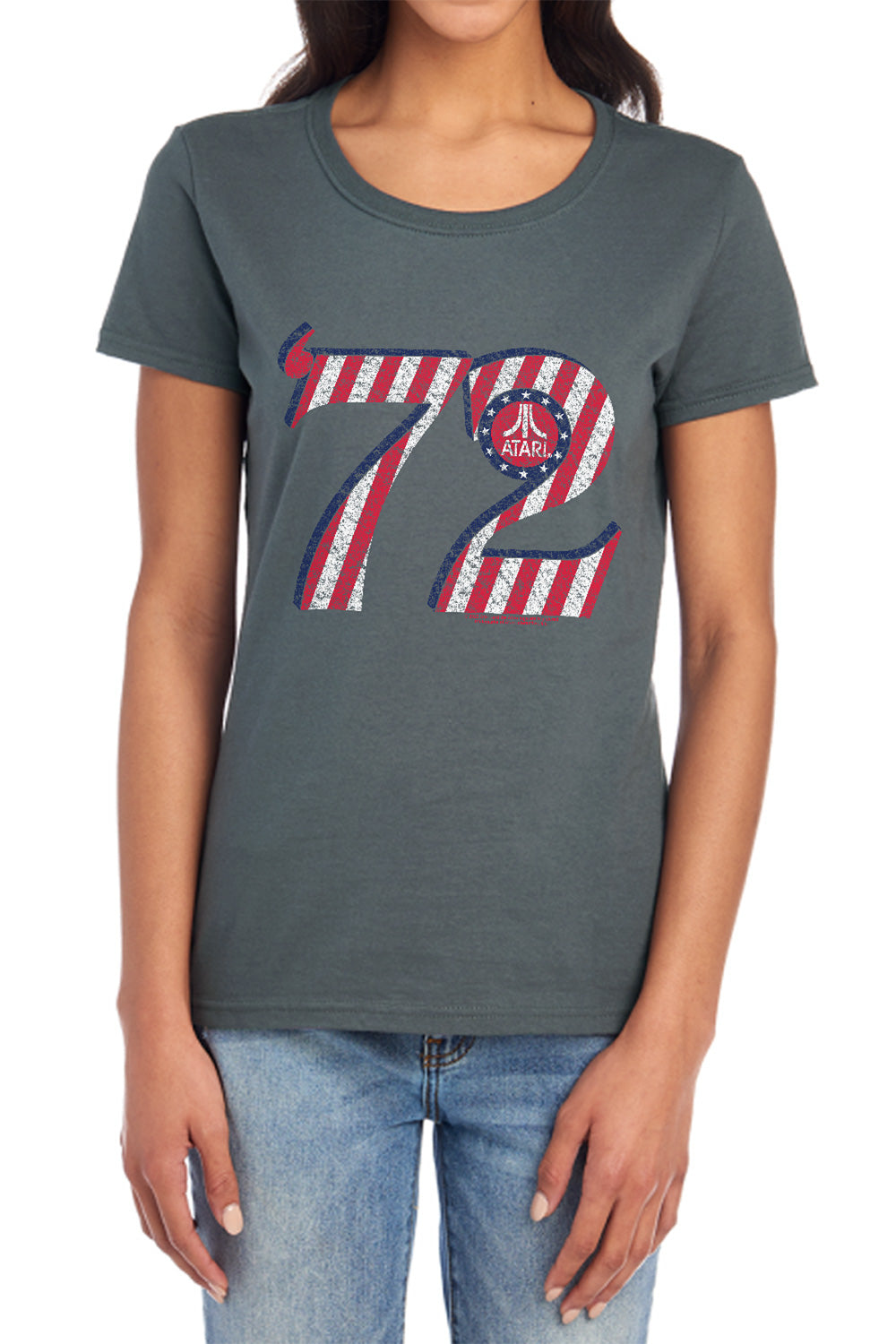 AN OFFCIALLY LICENSED ATARI ATARI 72 WOMEN'S REGULAR FIT T-SHIRT CHARCOAL