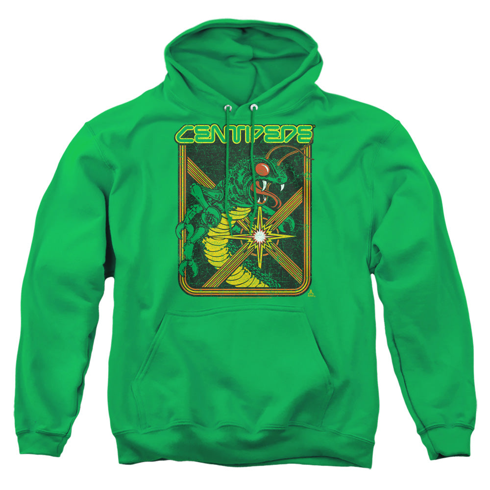 AN OFFCIALLY LICENSED ATARI CENTIPEDE BLAST ADULT UNISEX PULLOVER HOODIE KELLY GREEN