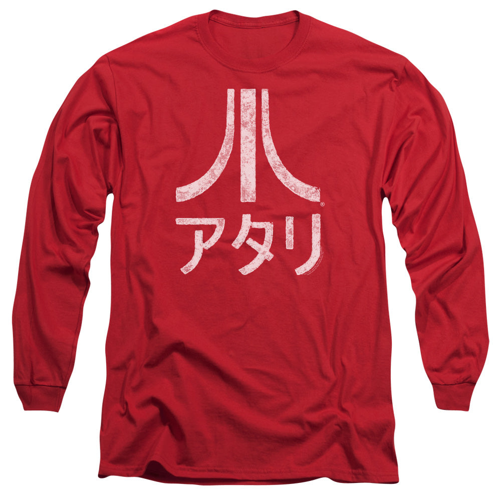 AN OFFCIALLY LICENSED ATARI ROUGH KANJI MEN'S LONG SLEEVE T-SHIRT RED