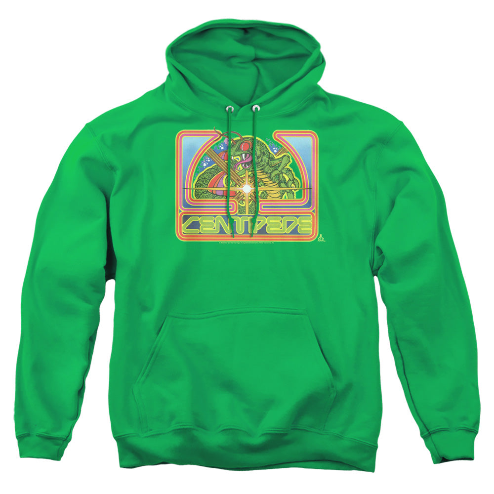 AN OFFCIALLY LICENSED ATARI CENTIPEDE GREEN ADULT UNISEX PULLOVER HOODIE KELLY GREEN