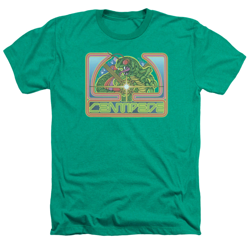 AN OFFCIALLY LICENSED ATARI CENTIPEDE GREEN MEN'S HEATHER T-SHIRT KELLY GREEN