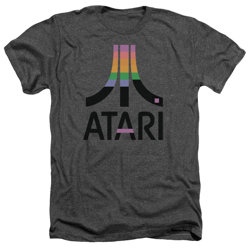 AN OFFCIALLY LICENSED ATARI BREAKOUT INSET MEN'S HEATHER T-SHIRT CHARCOAL