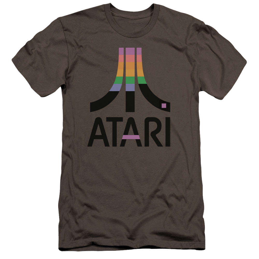 AN OFFCIALLY LICENSED ATARI BREAKOUT INSET MEN'S PREMIUM SLIM FIT T-SHIRT CHARCOAL
