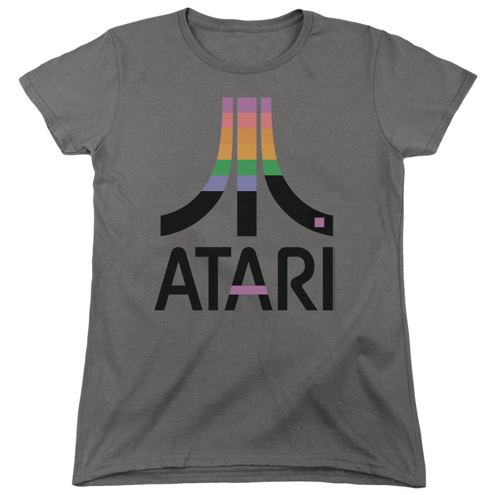 AN OFFCIALLY LICENSED ATARI BREAKOUT INSET WOMEN'S REGULAR FIT T-SHIRT CHARCOAL