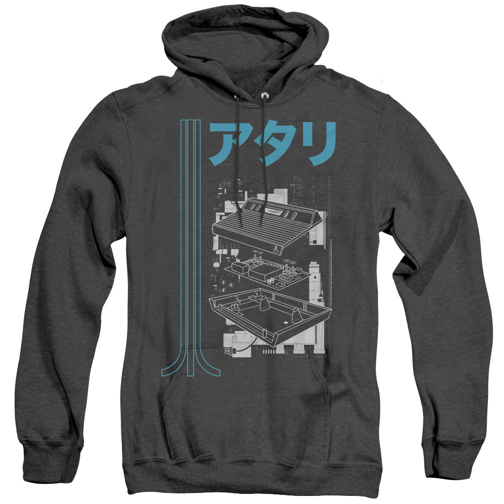 AN OFFCIALLY LICENSED ATARI SCHEMATIC ADULT UNISEX HEATHER PULLOVER HOODIE BLACK
