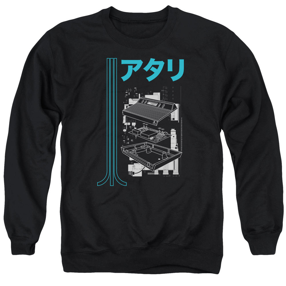 AN OFFCIALLY LICENSED ATARI SCHEMATIC ADULT UNISEX CREWNECK SWEATSHIRT BLACK