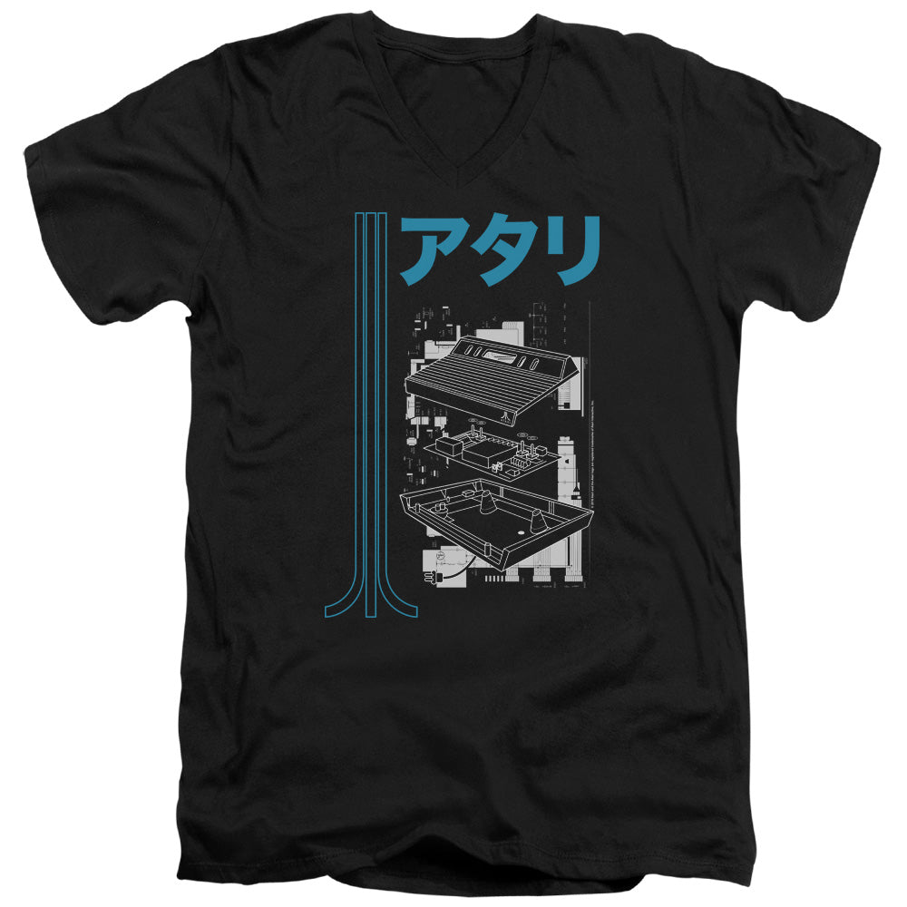 AN OFFCIALLY LICENSED ATARI SCHEMATIC MEN'S V-NECK T-SHIRT BLACK