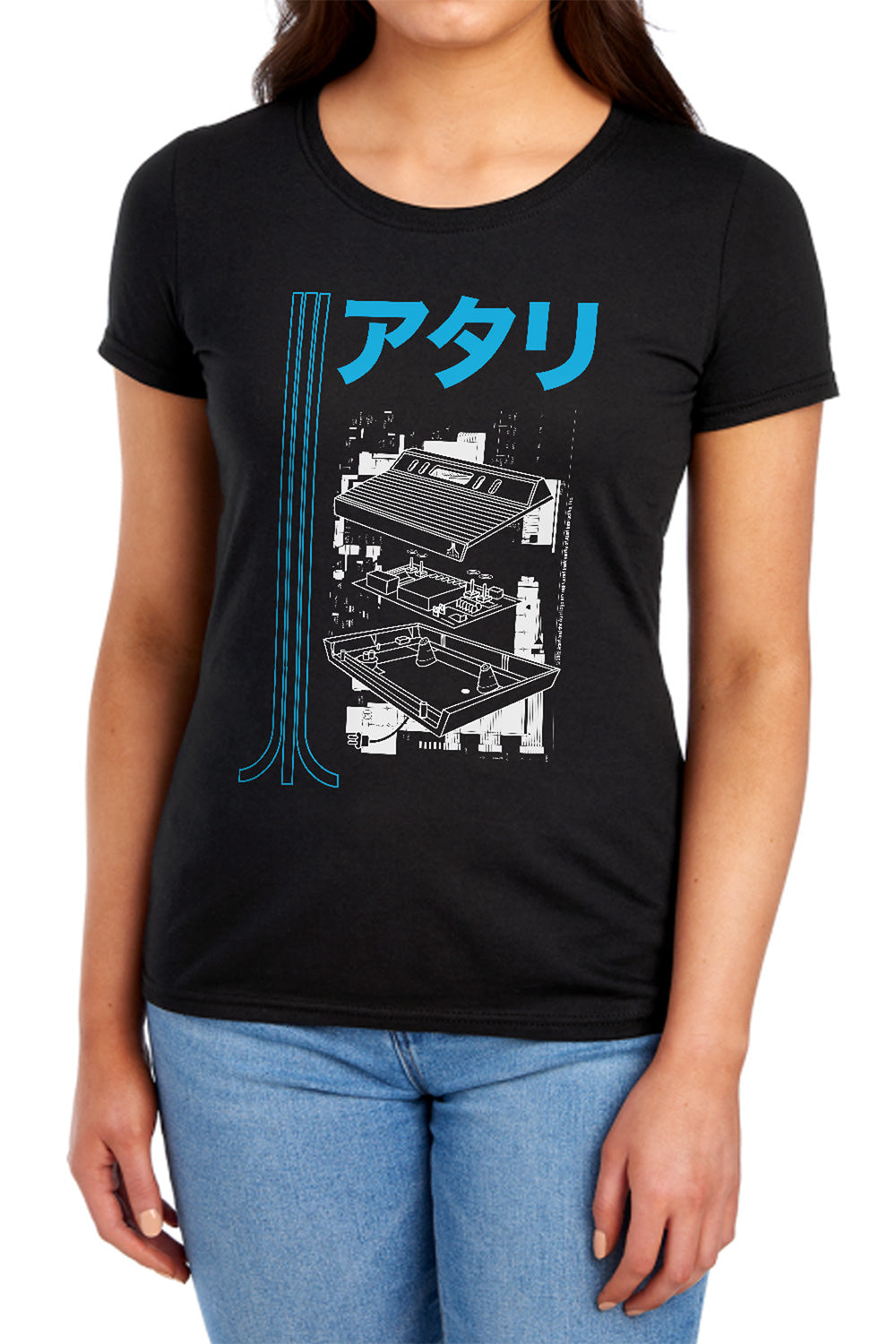 AN OFFCIALLY LICENSED ATARI SCHEMATIC WOMEN'S REGULAR FIT T-SHIRT BLACK