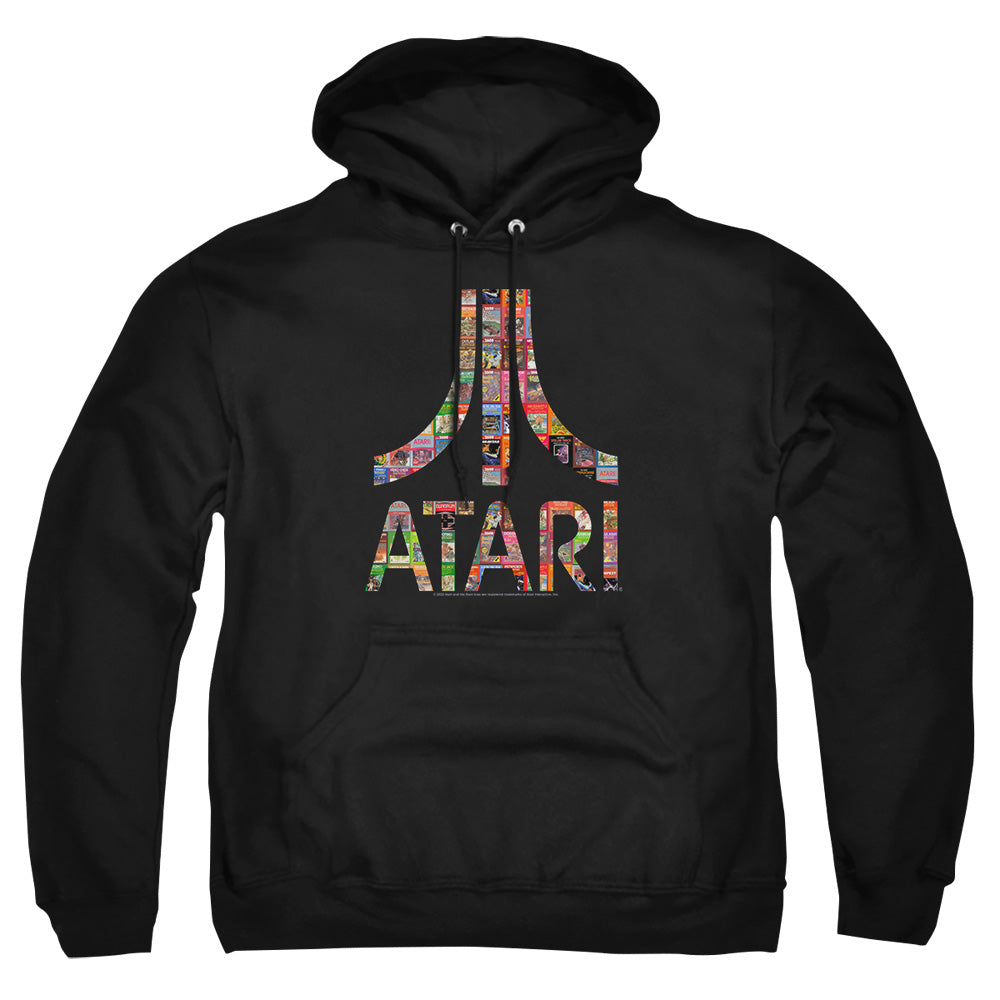 AN OFFCIALLY LICENSED ATARI BOX ART ADULT UNISEX PULLOVER HOODIE BLACK