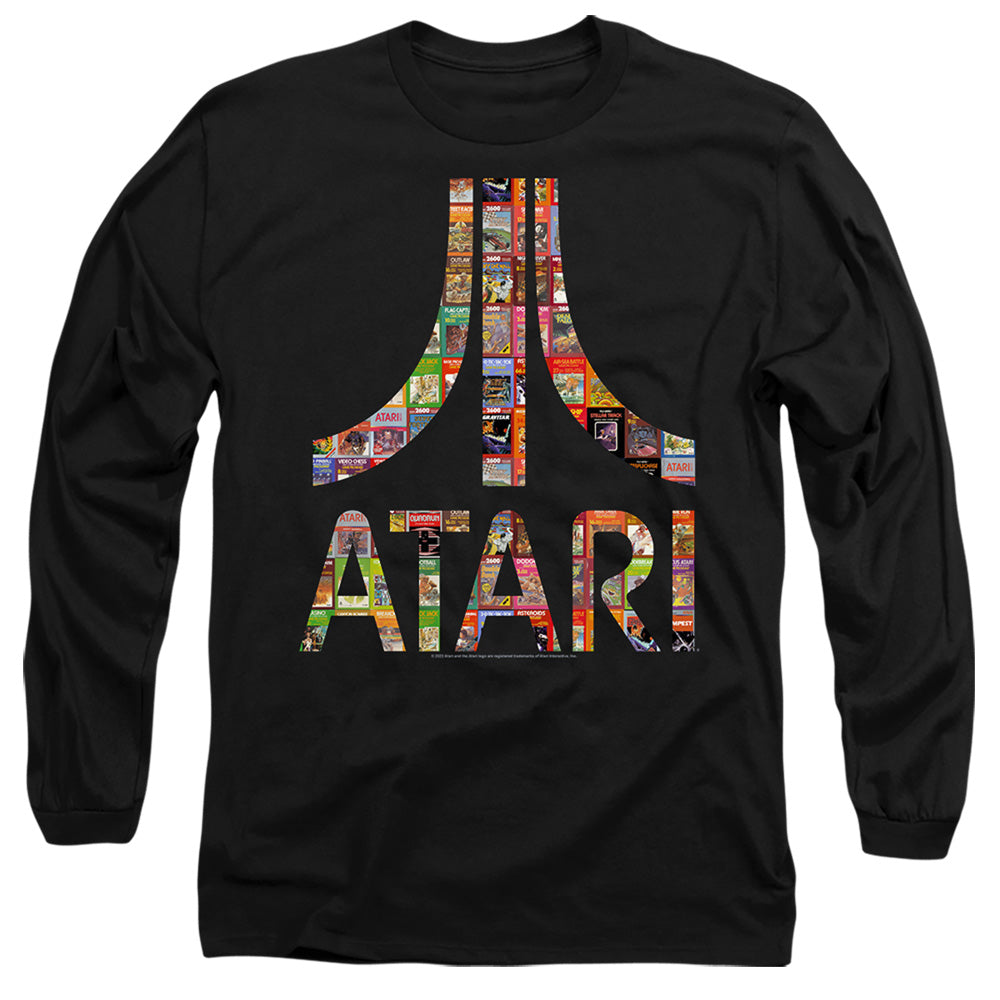 AN OFFCIALLY LICENSED ATARI BOX ART MEN'S LONG SLEEVE T-SHIRT BLACK