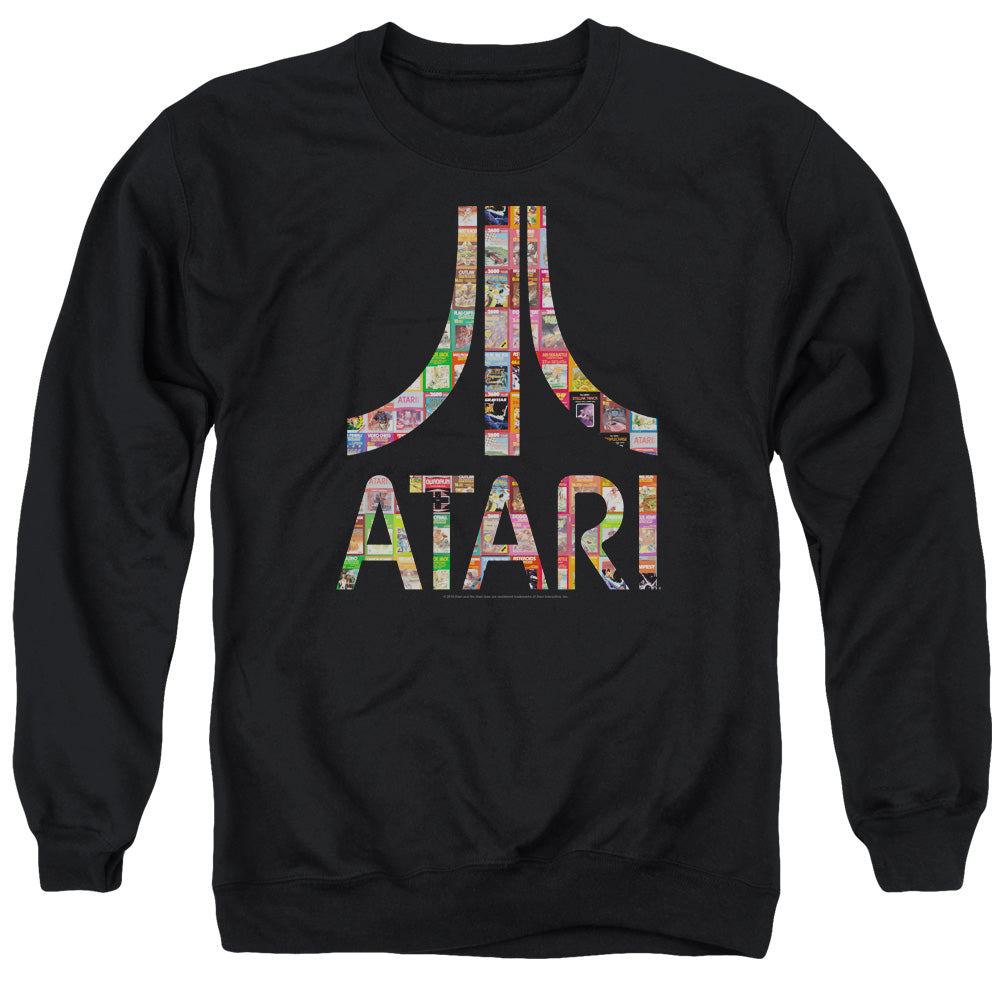 AN OFFCIALLY LICENSED ATARI BOX ART ADULT UNISEX CREWNECK SWEATSHIRT BLACK