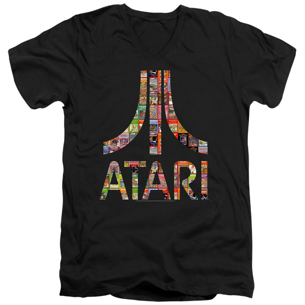 AN OFFCIALLY LICENSED ATARI BOX ART MEN'S V-NECK T-SHIRT BLACK