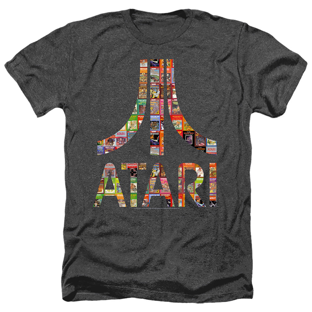 AN OFFCIALLY LICENSED ATARI BOX ART MEN'S HEATHER T-SHIRT CHARCOAL