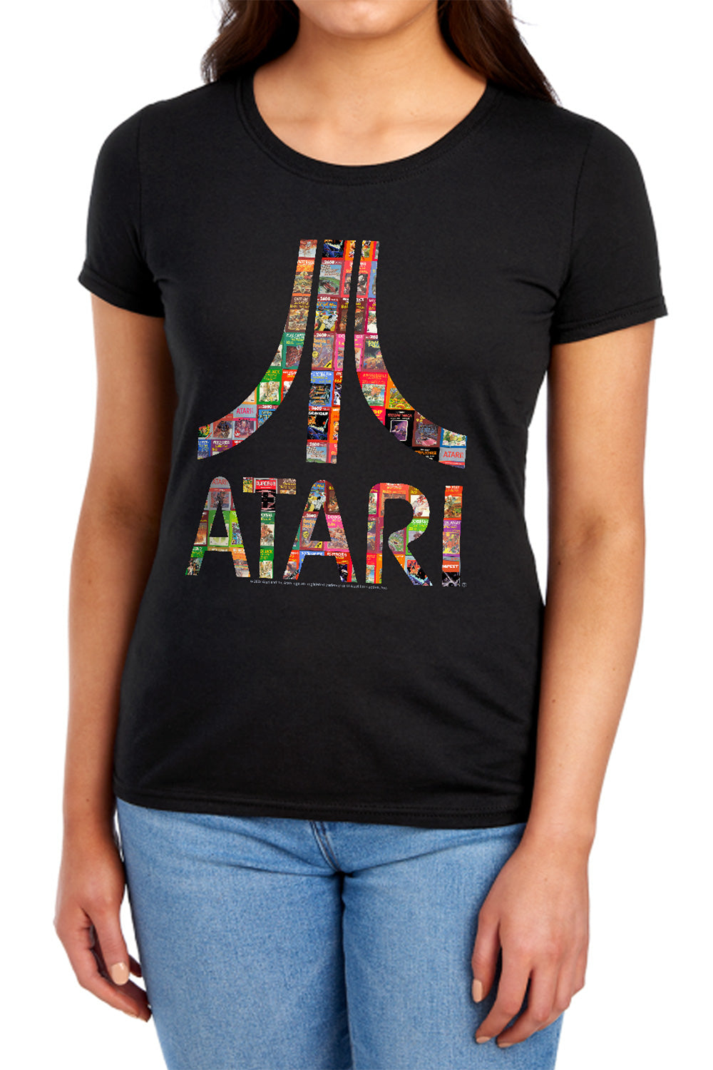 AN OFFCIALLY LICENSED ATARI BOX ART WOMEN'S REGULAR FIT T-SHIRT BLACK