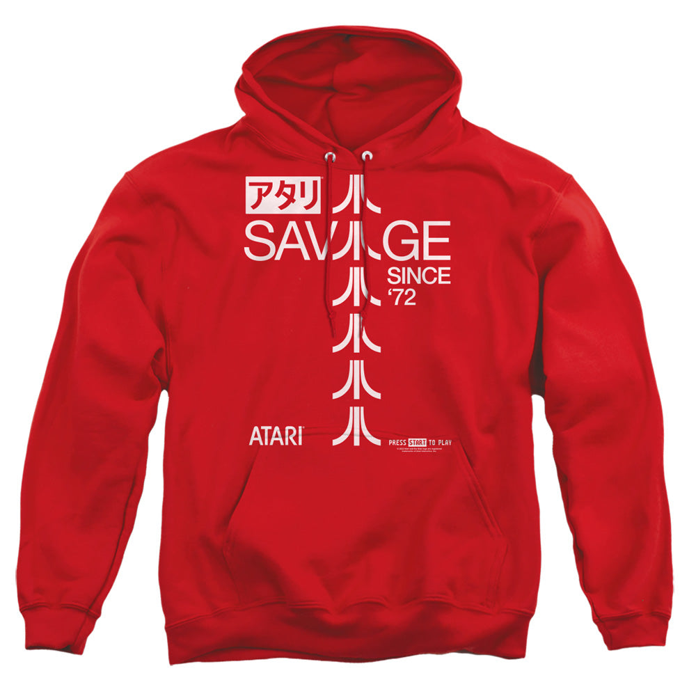 AN OFFCIALLY LICENSED ATARI SAVAGE 72 ADULT UNISEX PULLOVER HOODIE RED