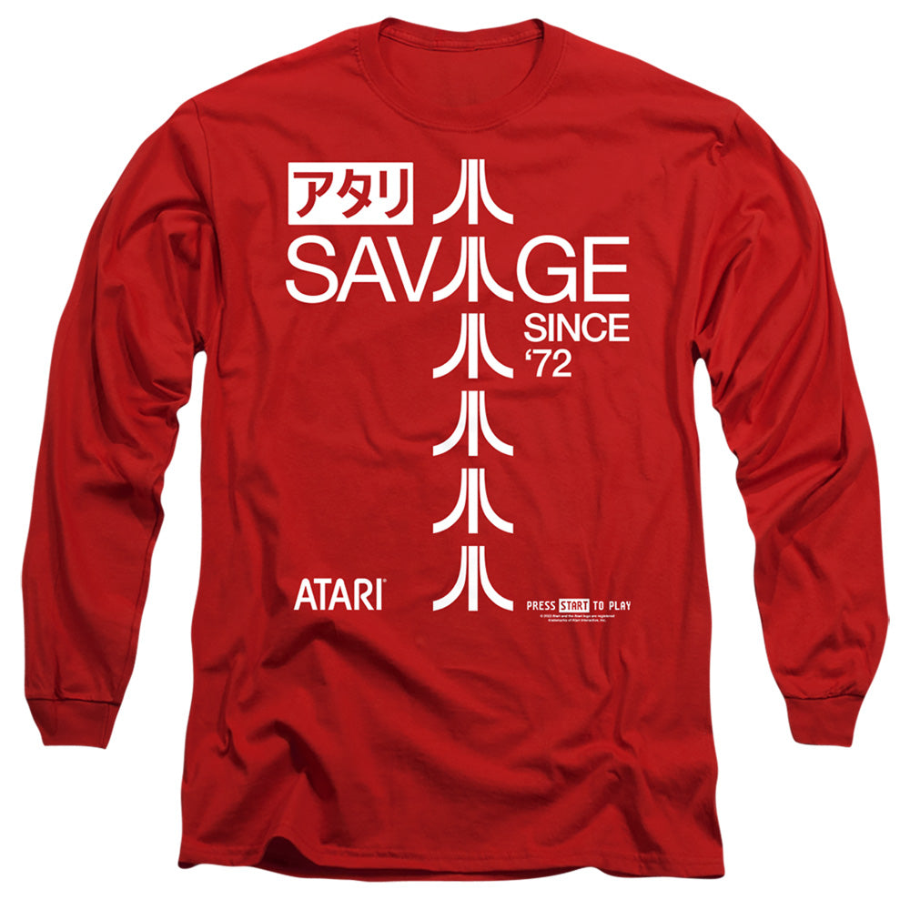AN OFFCIALLY LICENSED ATARI SAVAGE 72 MEN'S LONG SLEEVE T-SHIRT RED