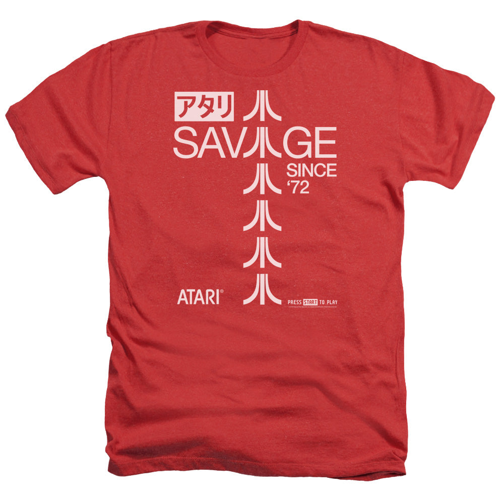 AN OFFCIALLY LICENSED ATARI SAVAGE 72 MEN'S HEATHER T-SHIRT RED