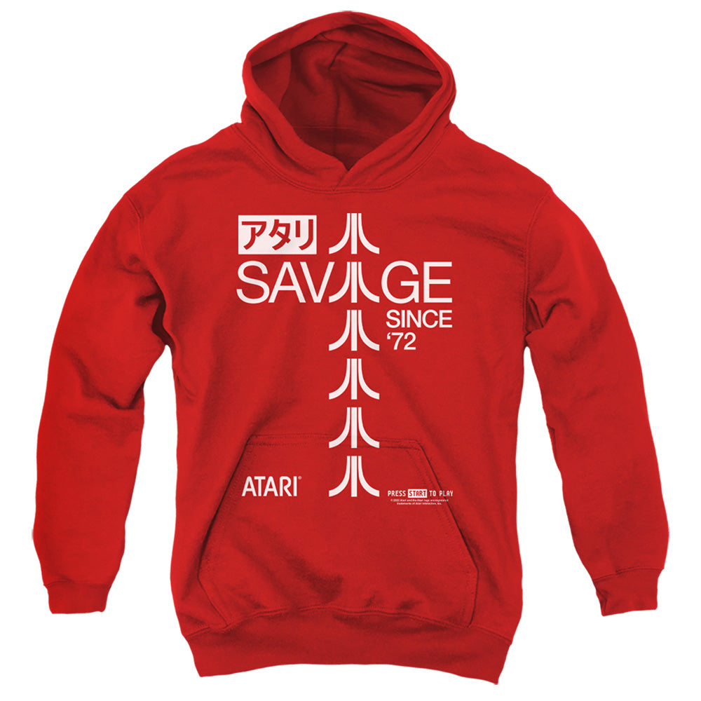 AN OFFCIALLY LICENSED ATARI SAVAGE 72 YOUTH HOODIE RED