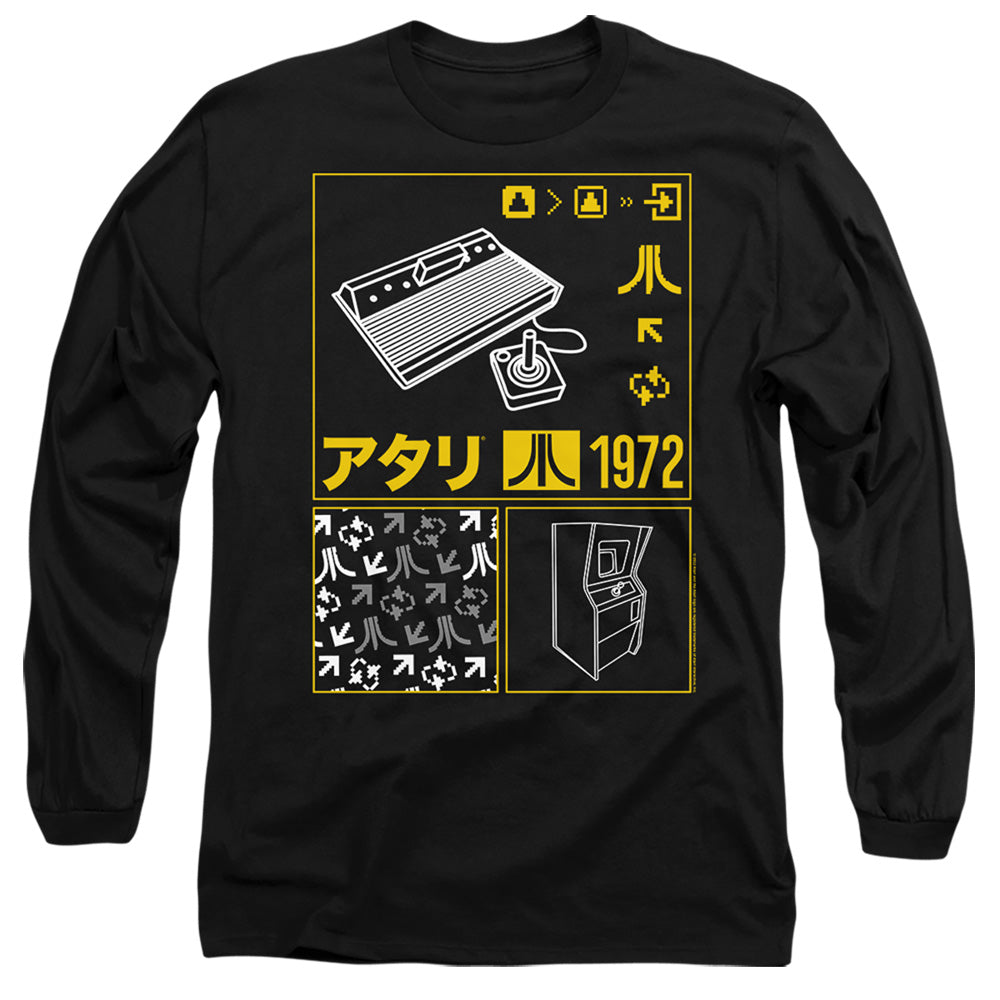 AN OFFCIALLY LICENSED ATARI KANJI SQUARES MEN'S LONG SLEEVE T-SHIRT BLACK