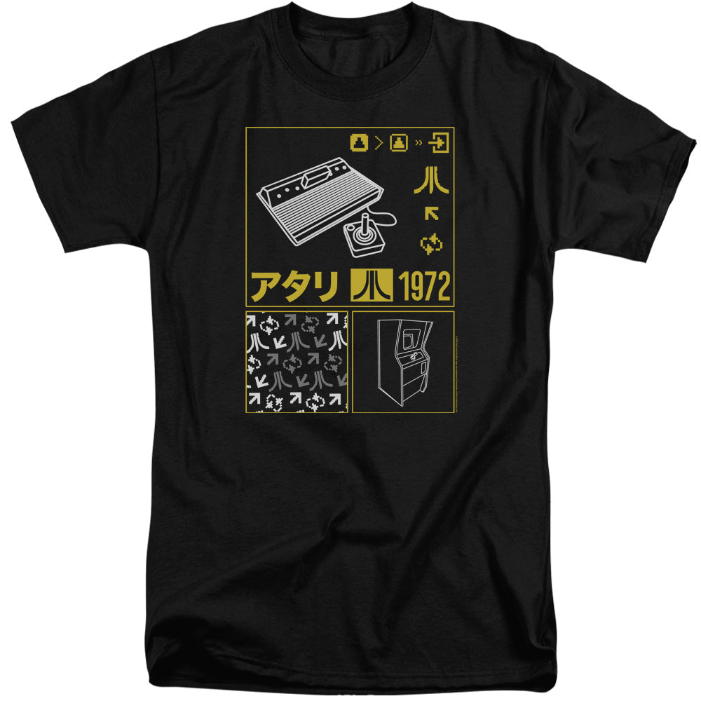 AN OFFCIALLY LICENSED ATARI KANJI SQUARES MEN'S TALL FIT T-SHIRT BLACK