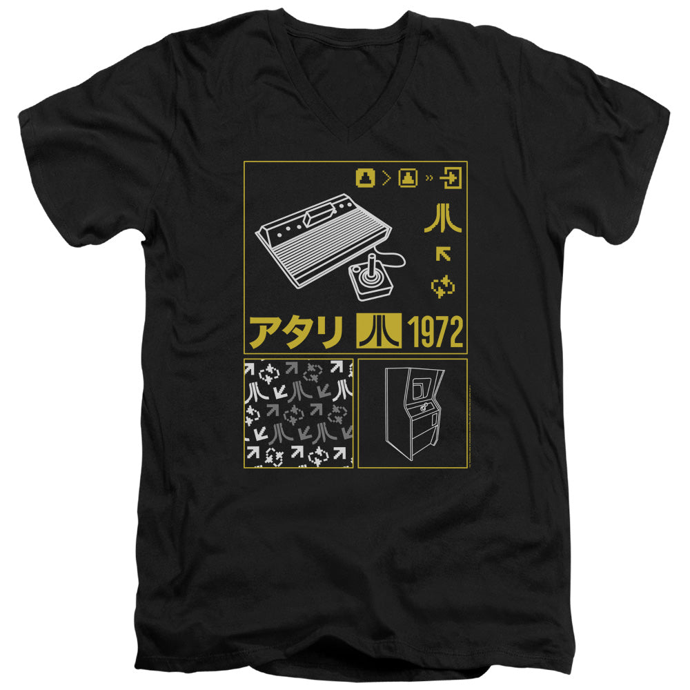 AN OFFCIALLY LICENSED ATARI KANJI SQUARES MEN'S V-NECK T-SHIRT BLACK