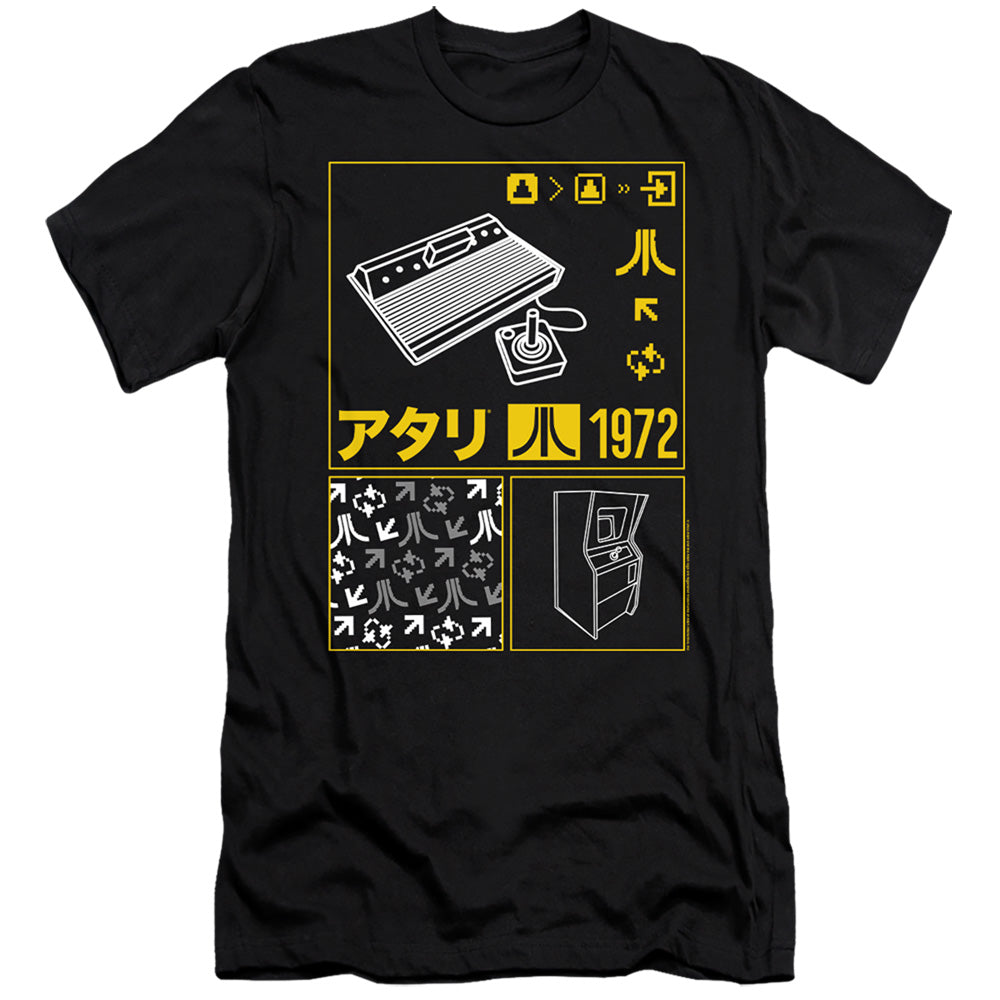 AN OFFCIALLY LICENSED ATARI KANJI SQUARES MEN'S PREMIUM SLIM FIT T-SHIRT BLACK