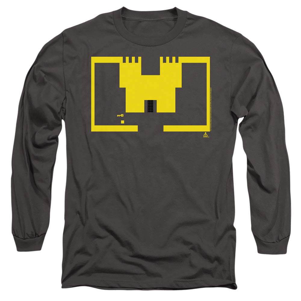 AN OFFCIALLY LICENSED ATARI ADVENTURE SCREEN ART MEN'S LONG SLEEVE T-SHIRT CHARCOAL