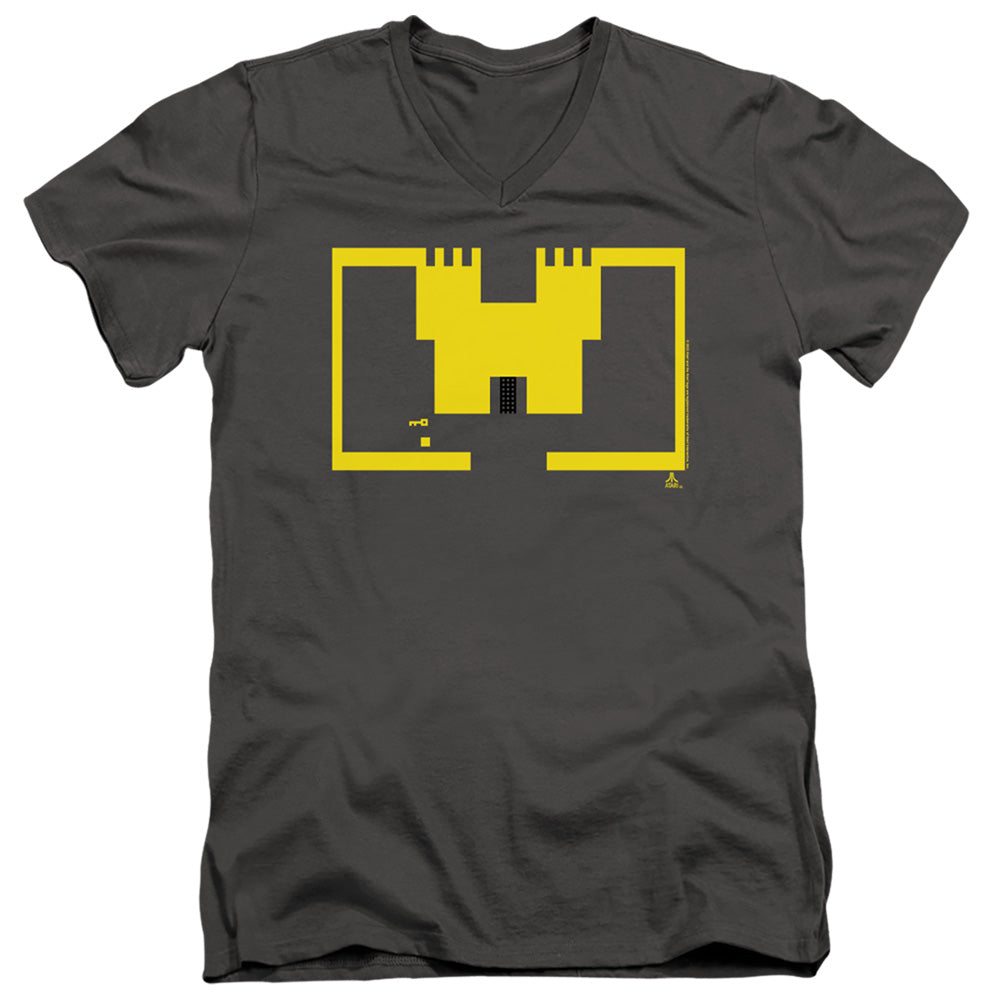 AN OFFCIALLY LICENSED ATARI ADVENTURE SCREEN ART MEN'S V-NECK T-SHIRT CHARCOAL