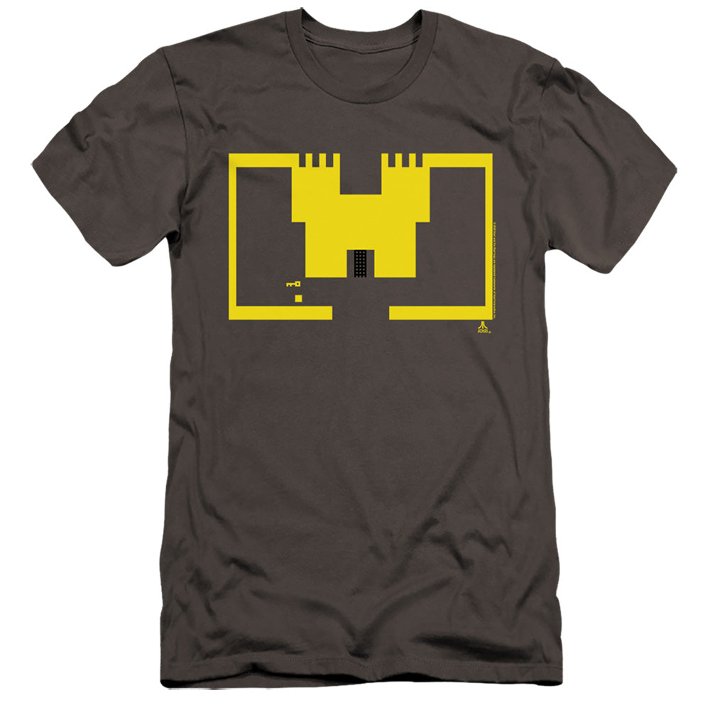 AN OFFCIALLY LICENSED ATARI ADVENTURE SCREEN ART MEN'S PREMIUM SLIM FIT T-SHIRT CHARCOAL