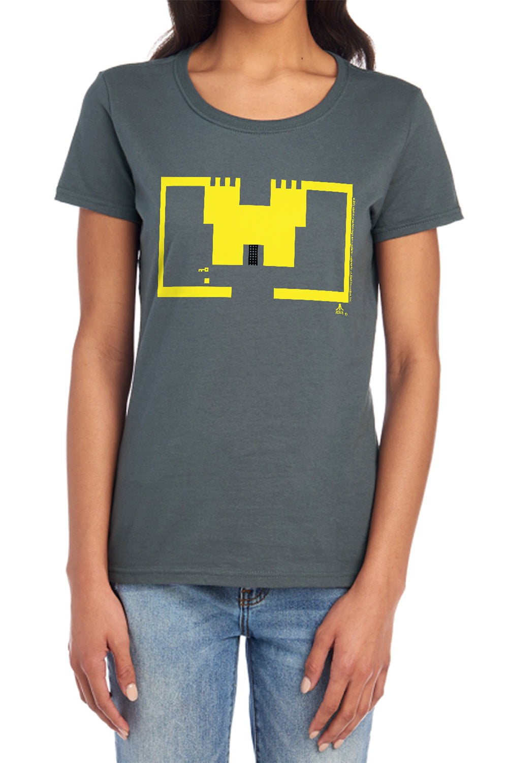 AN OFFCIALLY LICENSED ATARI ADVENTURE SCREEN ART WOMEN'S REGULAR FIT T-SHIRT CHARCOAL