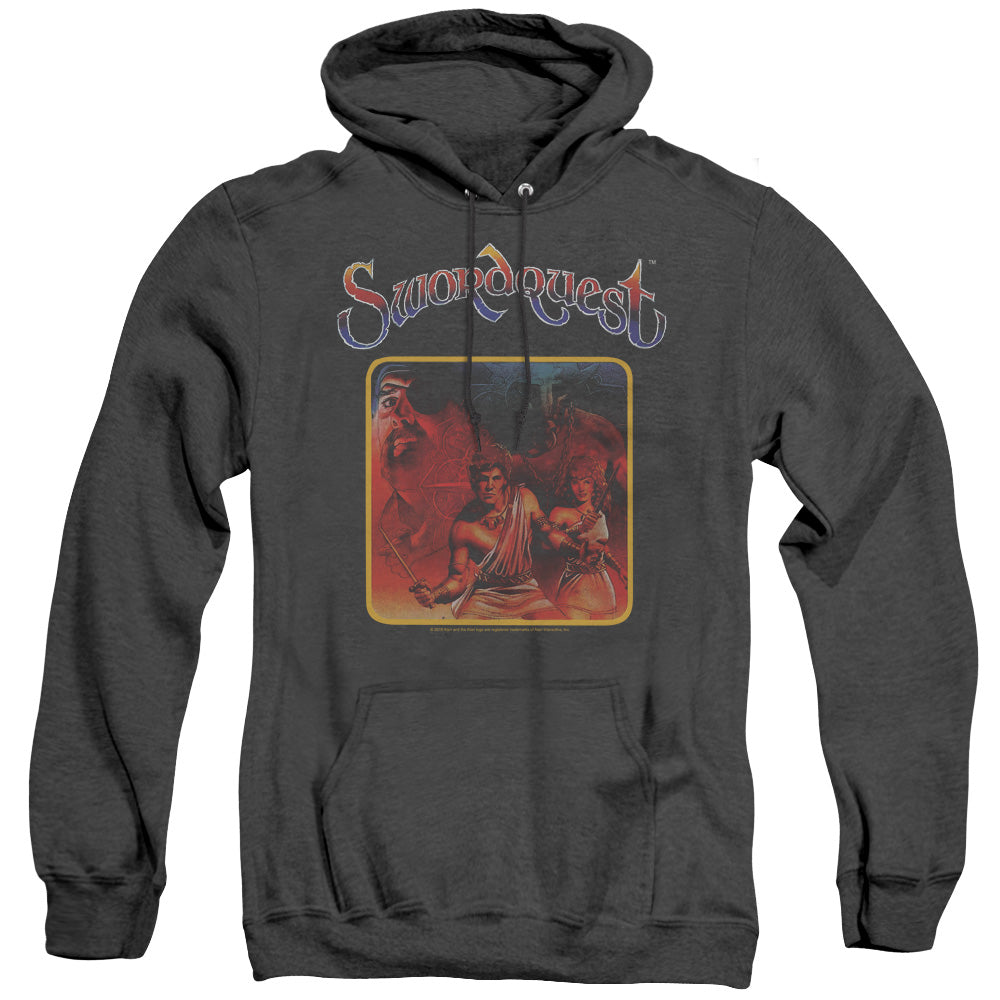 AN OFFCIALLY LICENSED ATARI SWORDQUEST ADULT UNISEX HEATHER PULLOVER HOODIE BLACK