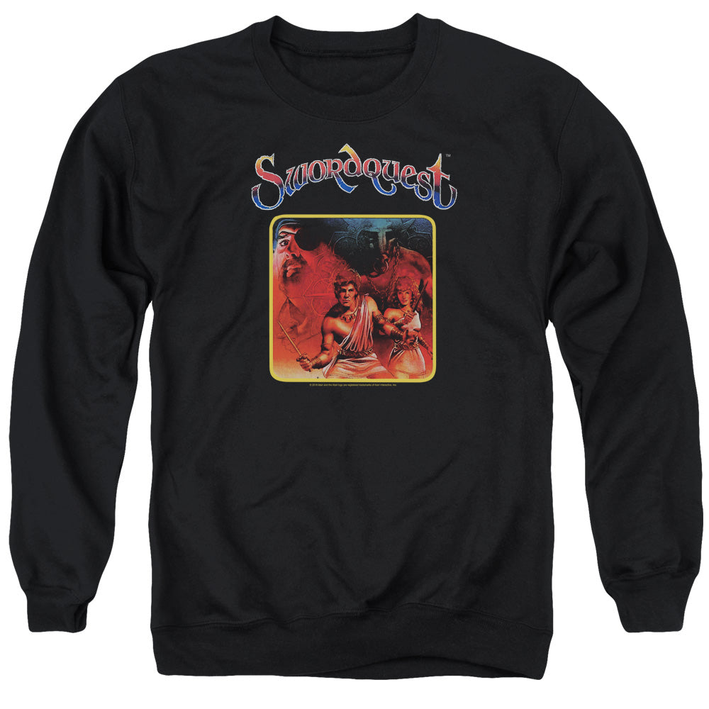 AN OFFCIALLY LICENSED ATARI SWORDQUEST ADULT UNISEX CREWNECK SWEATSHIRT BLACK