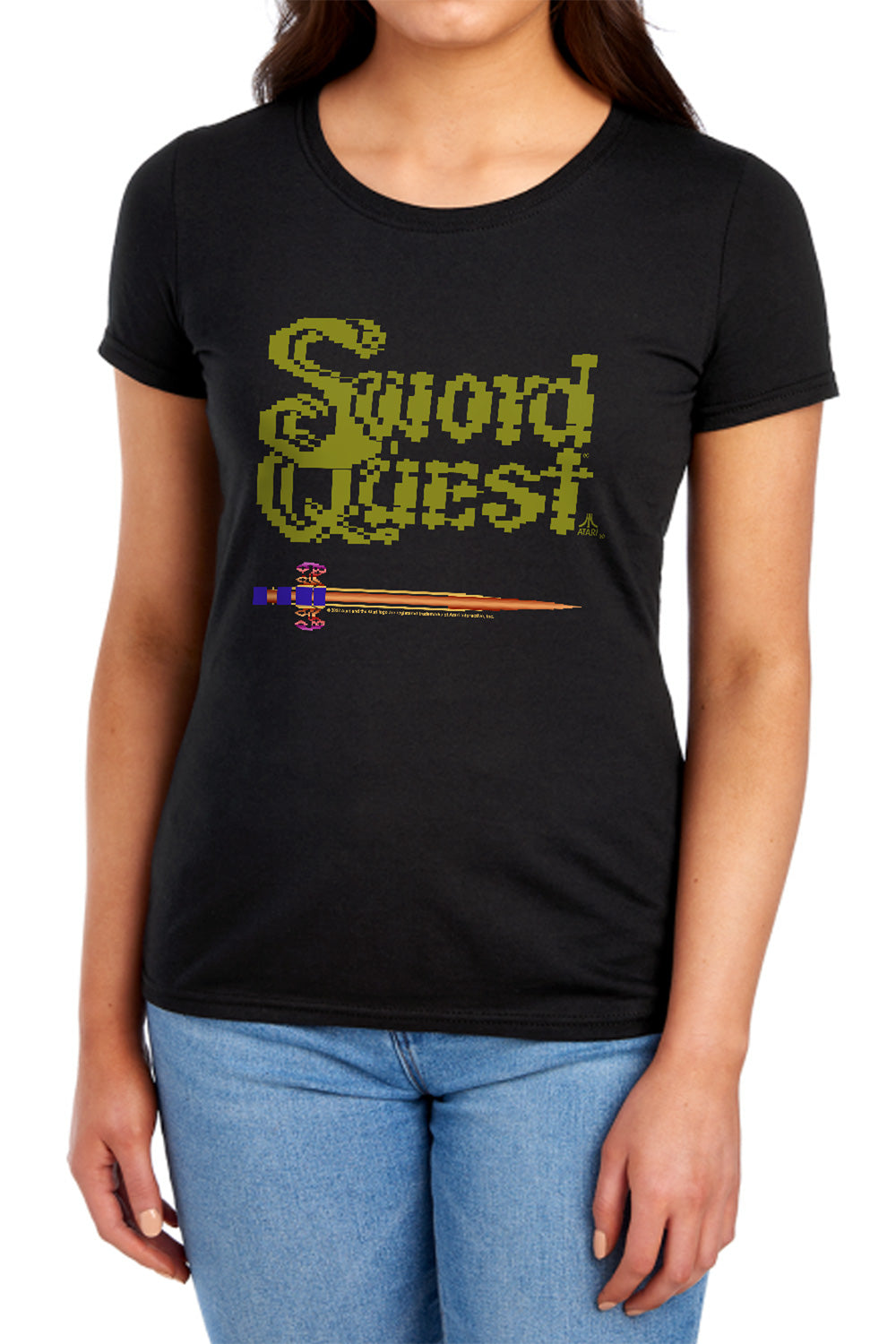 AN OFFCIALLY LICENSED ATARI 8 BIT SWORD WOMEN'S REGULAR FIT T-SHIRT BLACK