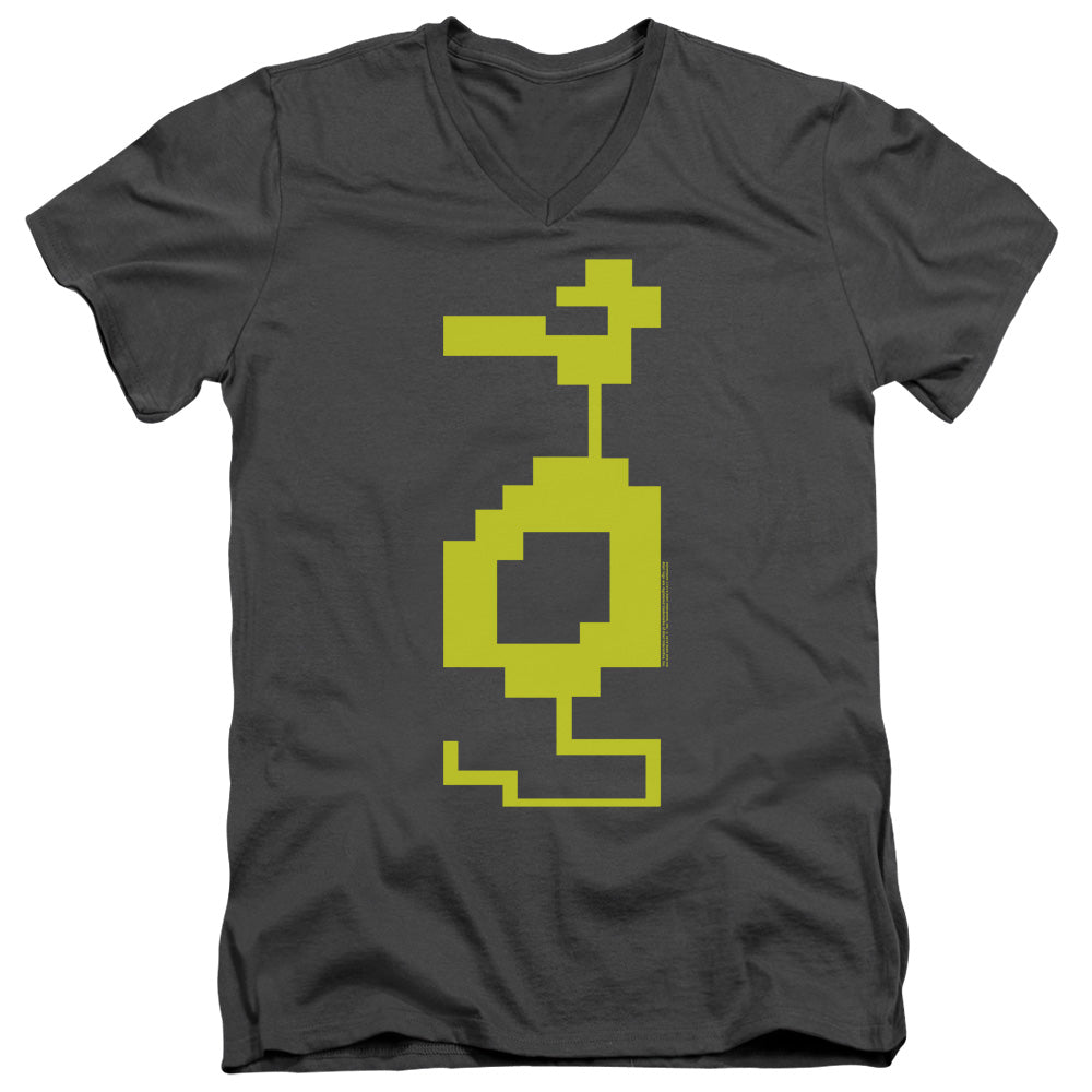 AN OFFCIALLY LICENSED ATARI DRAGON MEN'S V-NECK T-SHIRT CHARCOAL