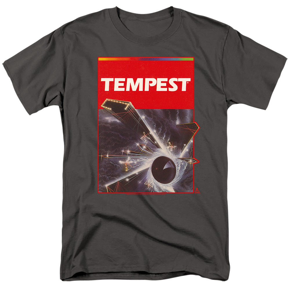 AN OFFCIALLY LICENSED ATARI TEMPEST BOX ART MEN'S REGULAR FIT T-SHIRT CHARCOAL