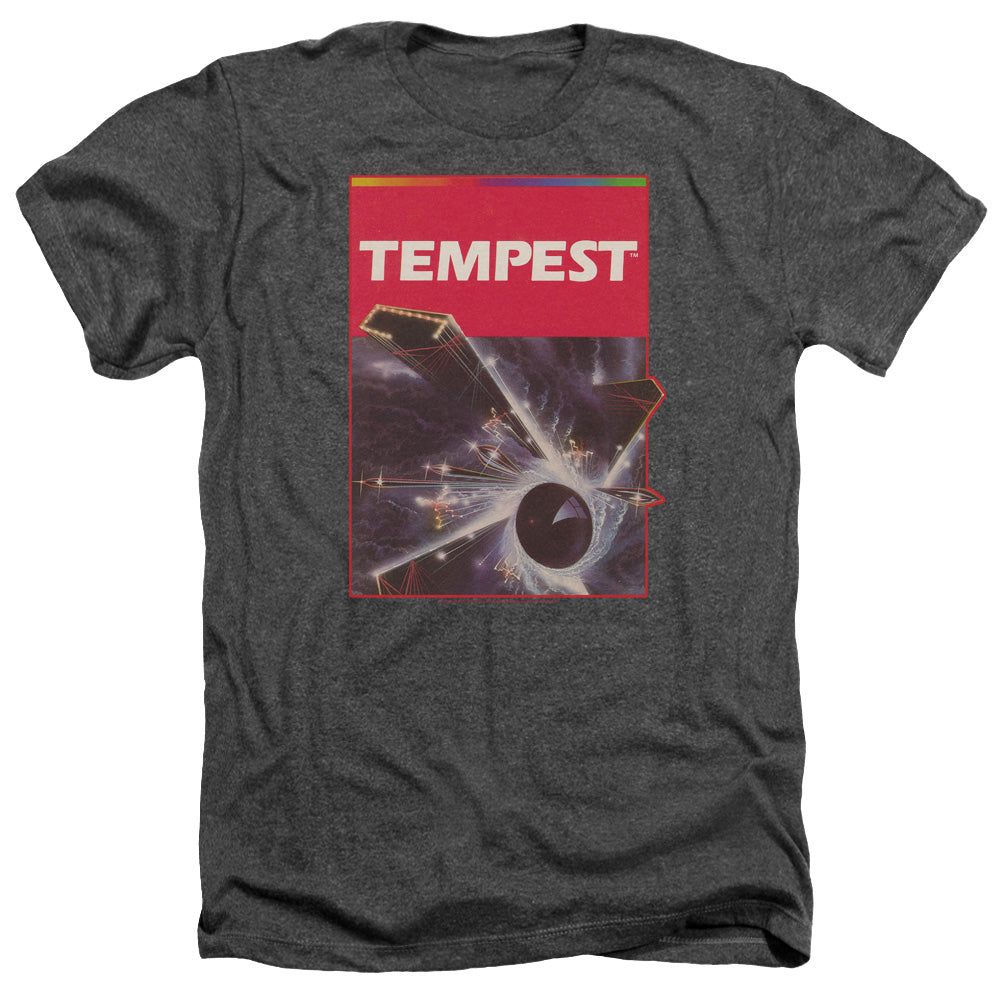 AN OFFCIALLY LICENSED ATARI TEMPEST BOX ART MEN'S HEATHER T-SHIRT CHARCOAL