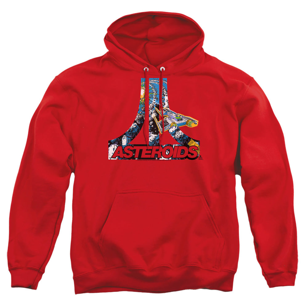 AN OFFCIALLY LICENSED ATARI ASTEROIDS ATARI ADULT UNISEX PULLOVER HOODIE RED