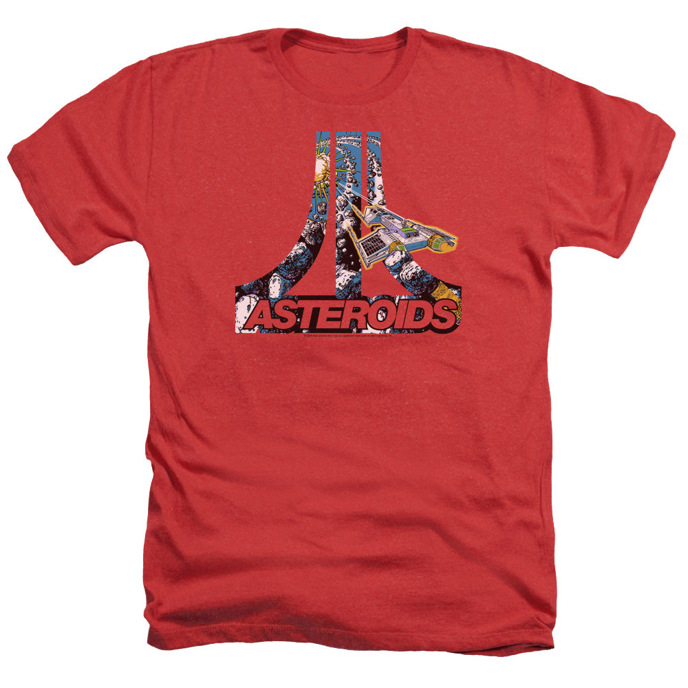 AN OFFCIALLY LICENSED ATARI ASTEROIDS ATARI MEN'S HEATHER T-SHIRT RED