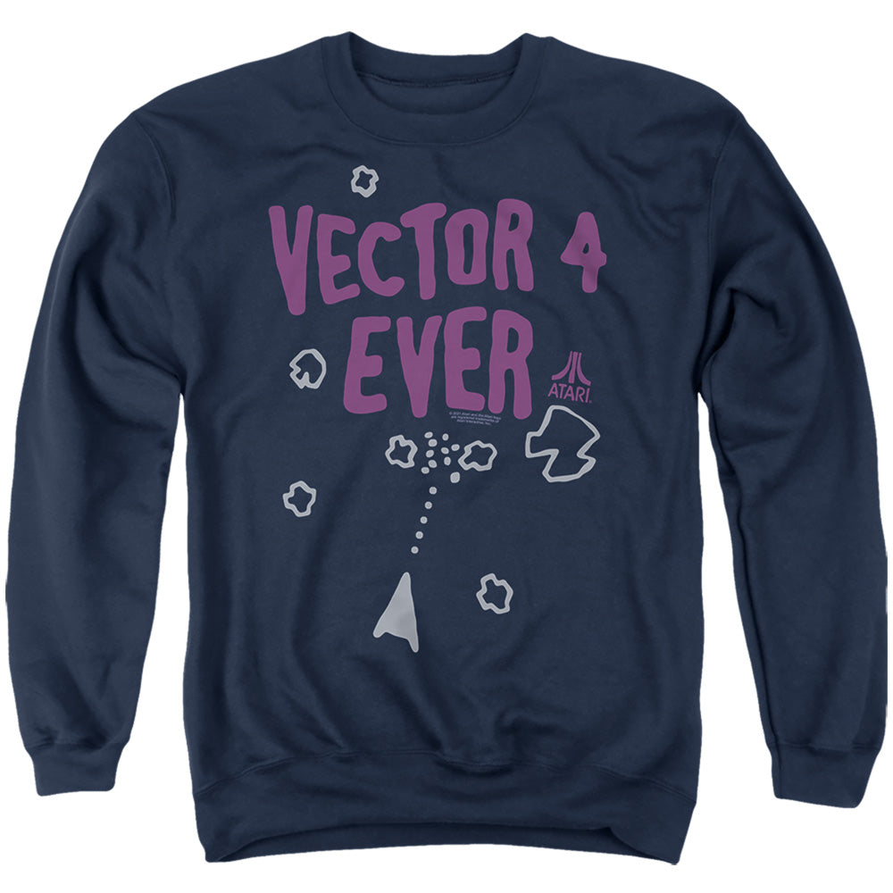 AN OFFCIALLY LICENSED ATARI THE ASTEROIDS ADULT UNISEX CREWNECK SWEATSHIRT NAVY