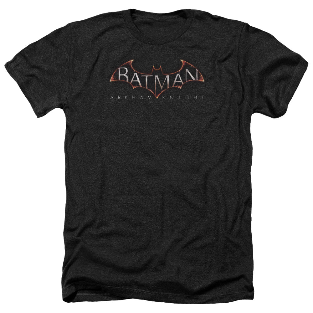 AN OFFCIALLY LICENSED BATMAN ARKHAM KNIGHT LOGO MEN'S HEATHER T-SHIRT CHARCOAL