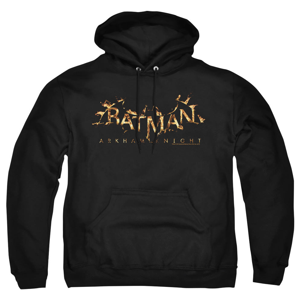 AN OFFCIALLY LICENSED BATMAN ARKHAM KNIGHT AK FLAME LOGO ADULT UNISEX PULLOVER HOODIE BLACK