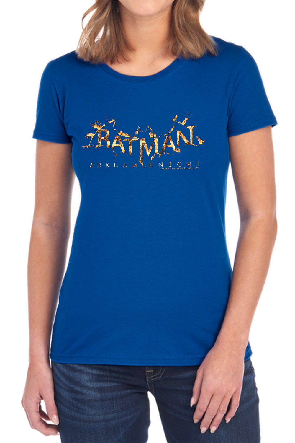 AN OFFCIALLY LICENSED BATMAN ARKHAM KNIGHT AK FLAME LOGO WOMEN'S REGULAR FIT T-SHIRT BLACK