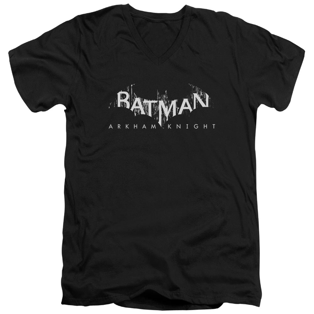 AN OFFCIALLY LICENSED BATMAN ARKHAM KNIGHT AK SPLINTER LOGO MEN'S V-NECK T-SHIRT BLACK