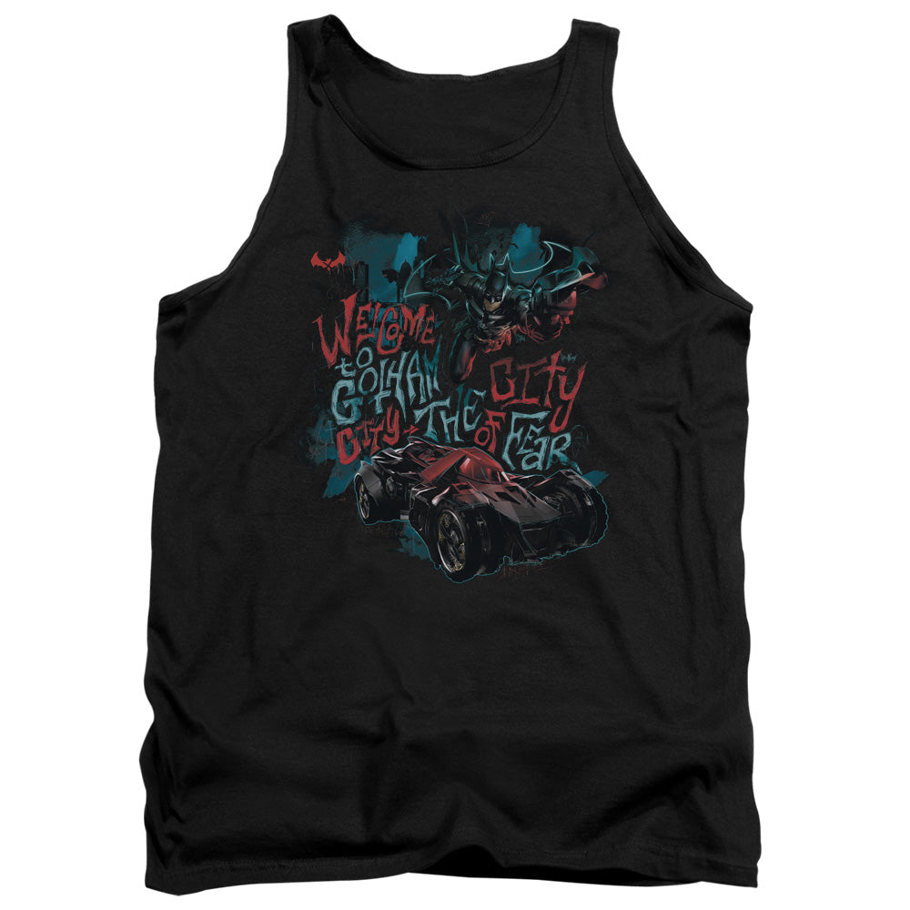 AN OFFCIALLY LICENSED BATMAN ARKHAM KNIGHT CITY OF FEAR ADULT UNISEX TANK TOP BLACK