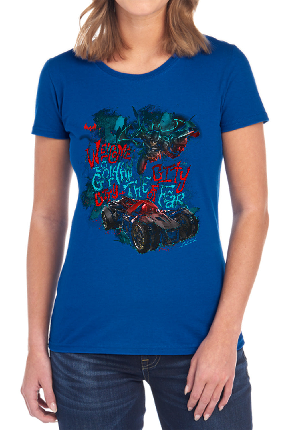 AN OFFCIALLY LICENSED BATMAN ARKHAM KNIGHT CITY OF FEAR WOMEN'S REGULAR FIT T-SHIRT BLACK